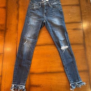 Hidden brand ripped skinny jeans with frayed bottoms